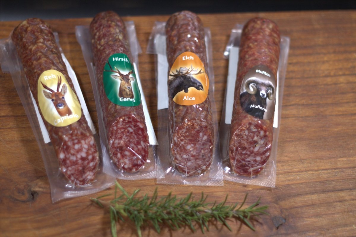 Die Wilden Vier - Wildsalami Set mit Hirsch, Reh, Mufflon & Elch - Speckhof